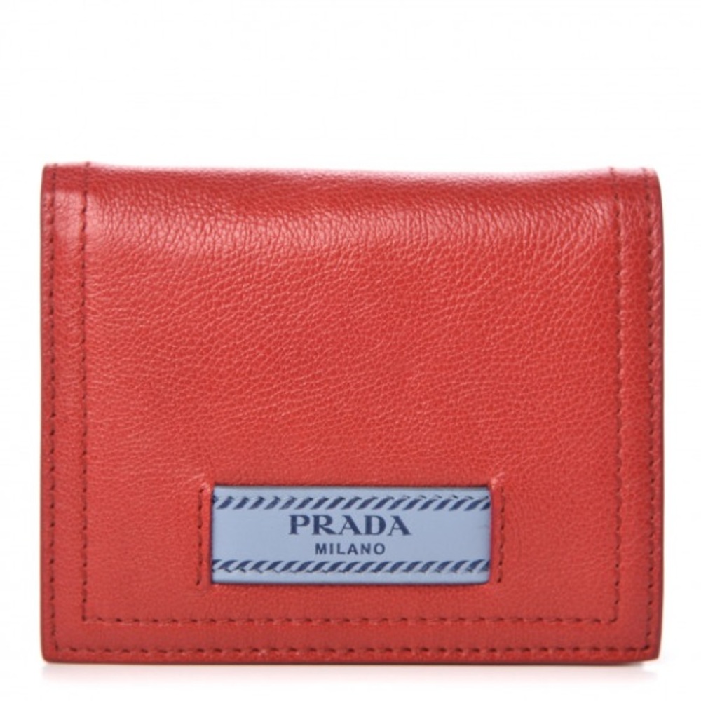 Prada Red Leather Compact Wallet